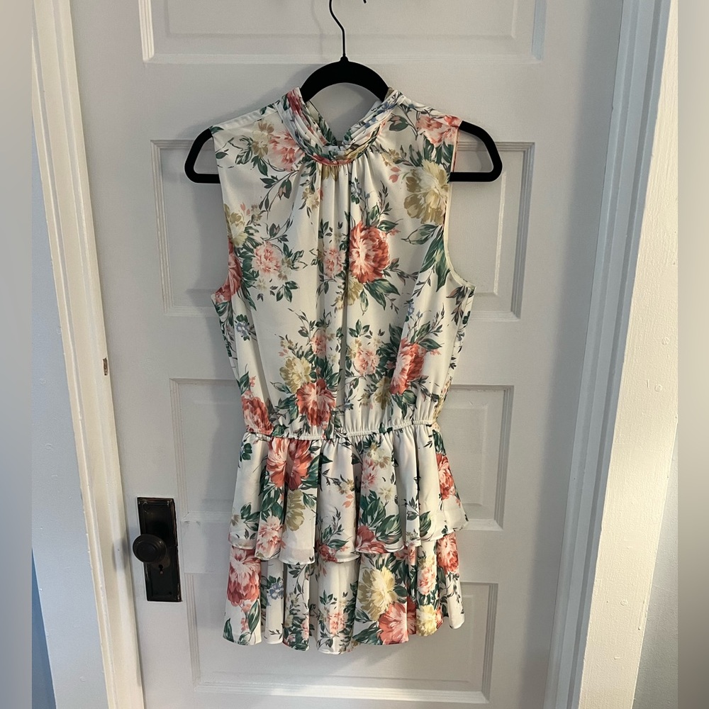 Yuki Kim Tiered Halter Mini Dress